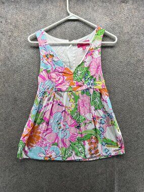 Lilly Pulitzer Dress Womens XS Multicolor Floral V Neck Fit & Flare Sundress